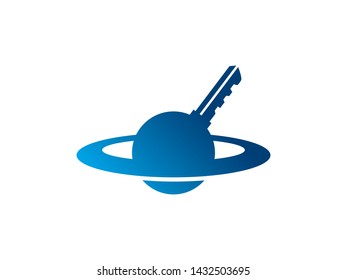 Planet Key Logo Template, Icon, Symbol