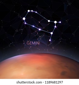 Planet with a kind of constellation of the sign of the zodiac Gemini