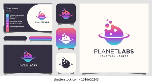 Planeta Lab Logo diseños Plantillas. molécula de círculo combinada con signo de planeta.