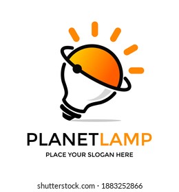 Planet lamp vector logo template. This design use smart symbol. Suitable for technology.