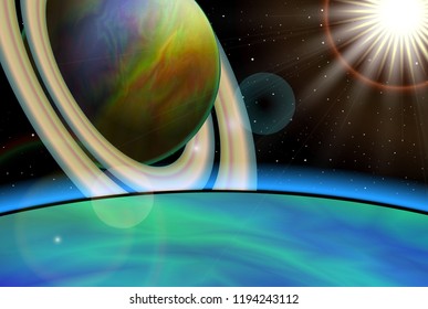 Planet landscape Vector illustration. Space background