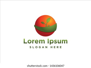 planet and leaf, eco Logo Inspiration isolated on white background