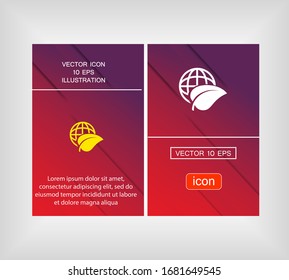 Planet and leaf icon. Vector EPS 10. 