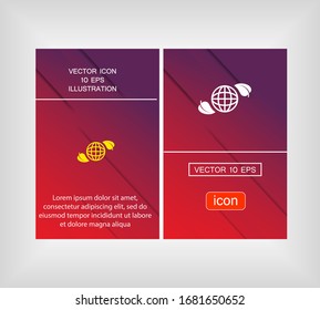 Planet and leaf icon. Vector EPS 10. Planet. sheet. petal. A leaf flies around the earth. ball 10 eps