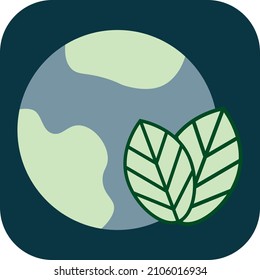 Planet with leaves, illustration, vector on a white background.