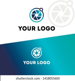 planet lens with orbit logo vector