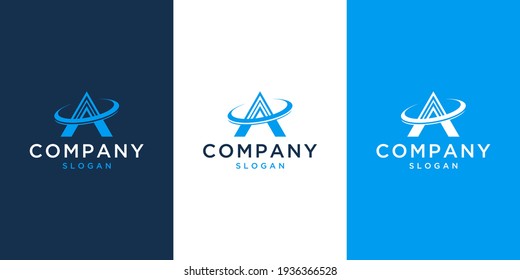 Planet letter a logo design template