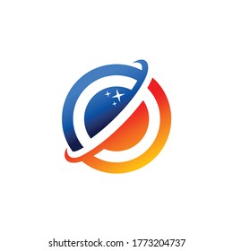 planet letter p abstract logo