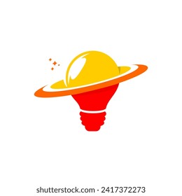 planet light bulb logo vector