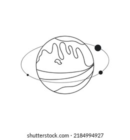 Planet in line art, element for design, logo.