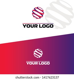 planet line logo 3d with a bright gradient