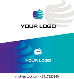 planet line logo 3d with a bright gradient