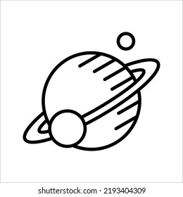Planet linear icon isolated universe concept. planetary ring system icon for astronomy apps and websites on white background.