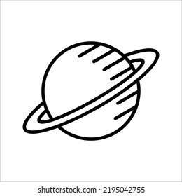Planet linear icon isolated universe concept. planetary ring system icon for astronomy apps and websites on white background.