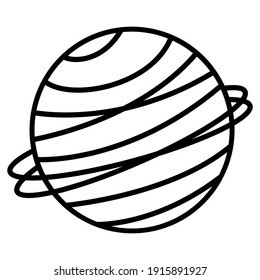 Planet linear icon. Saturn or Uranus. Logo, pictogram, sign, symbol of space. Universe, galaxy concept. Vector hand drawn stock illustration.