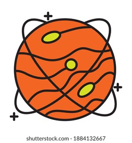 planeta con líneas línea de órbita y diseño de ilustración vectorial de estilo de relleno