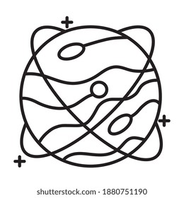 planet with lines orbit line style icon vector illustration design
