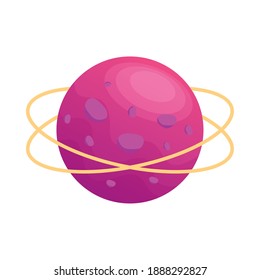 planet with lines orbiting isolated style icon vector illustration design
