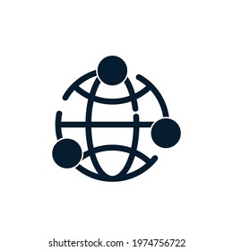 Planet, location points. The concept of share in the application of social networks, travel. Vector icon isolated on white background.