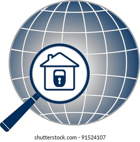 planet with lock in house and magnifier
