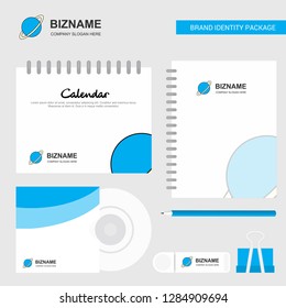 Planet Logo, Calendar Template, CD Cover, Diary and USB Brand Stationary Package Design Vector Template