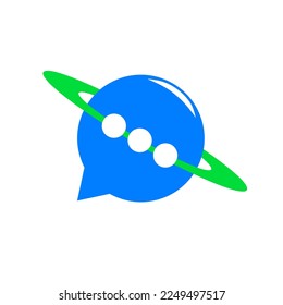 planet logo chat. a combination of planet and chat icons. for application developers, discussion groups or others.