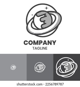 Planet logo design can be used for branding and business