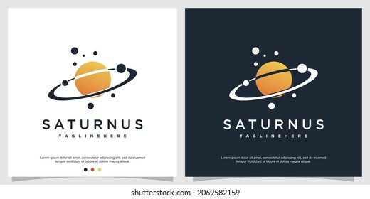 Planet logo design with creative style Premium Vector
