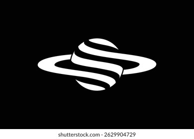 Planet logo design minimal style concept, planet illustration symbol, space icon, linear vector outline illustration, Saturn logo, Moon icon, Sun icon, Earth icon, Space logo concept.