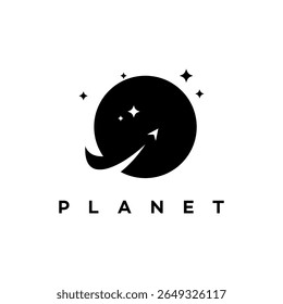 Planet Logo Design Space, Rocket, Stars, Orbit, Travel, Exploration