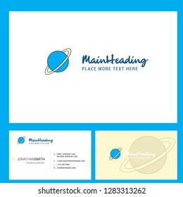 Planet Logo design with Tagline & Front and Back Busienss Card Template. Vector Creative Design