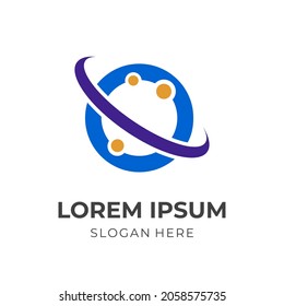 vector de diseño de la plantilla de diseño del logotipo del planeta con estilo de color plano