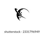 Planet logo design template in flat style