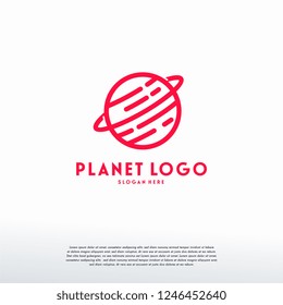 Planet logo designs vector, Communications Worldwide line style, Logo symbol icon