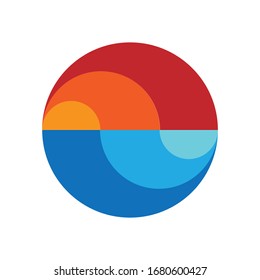 Planet Logo. Earth Icon. Sunset. Circle.