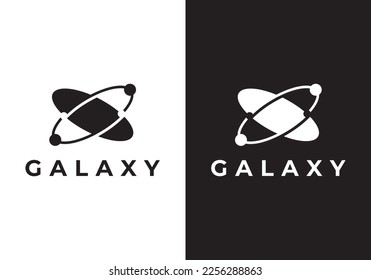 planet logo icon. black white orbit design concept vector illustration.