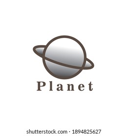 planet logo illustration color outline design vector icon