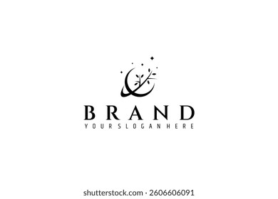 planet logo with leaf branch combination in flat design