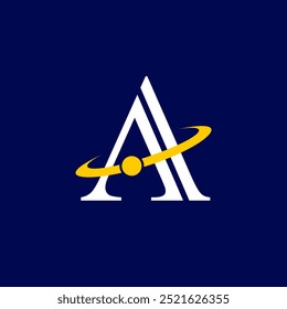 Planeten-Logo, mit Buchstabe A-Konzept