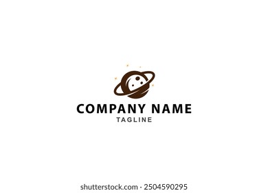 planet logo with orbits in flat design