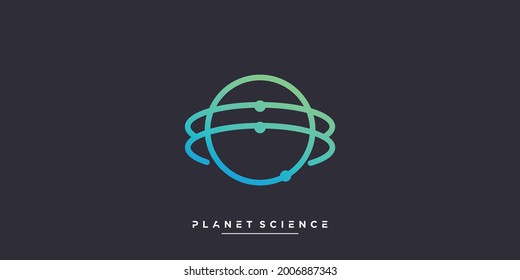 Logotipo de planeta con concepto de ciencia y molécula Premium Vector parte 1