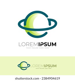 Logo de Planet con apariencia simple y estilo de línea, icono de negocio