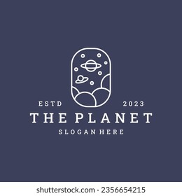 Planet logo vector icon illustration hipster vintage retro