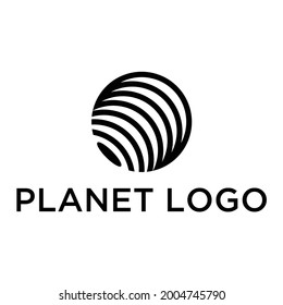 planet logo with wave vector graphic