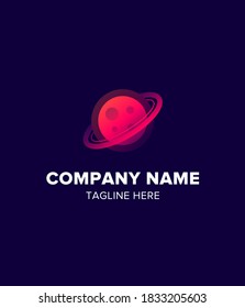 Logotipo del planeta para su negocio, degradado, espacio