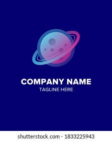Logotipo del planeta para su negocio, degradado, espacio