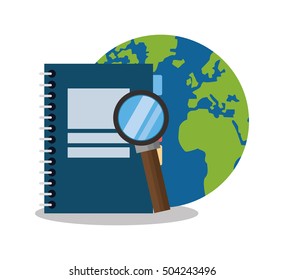 Planet with lupe and seo design
