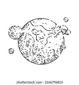 planet magic hand drawn vector. fantasy shape, orbit element, energy universe planet magic sketch. isolated black illustration