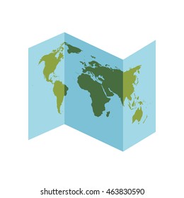 Planet map earth world paper icon. Isolated and flat illustration. Vector graphic