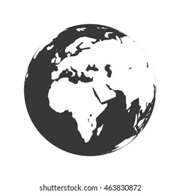 Planet map earth world sphere silhouette icon. Isolated and flat illustration. Vector graphic
